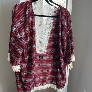 Nordstrom Red Patterned Boho Kimono